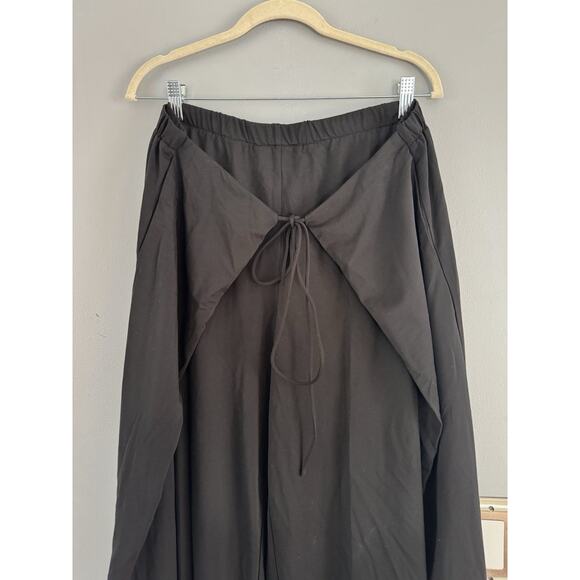 NWT OGL Bamboo Ponte Wrap Tie Palazzo Pants Black Pockets Size Medium - Picture 4 of 7